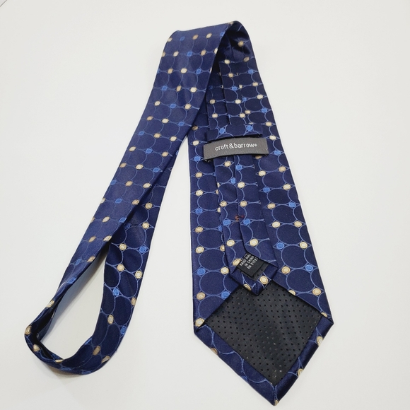 Croft & Barrow Necktie Blue Geometric Pattern Men's Silk Neck Tie 58x3.75" - Picture 5 of 5